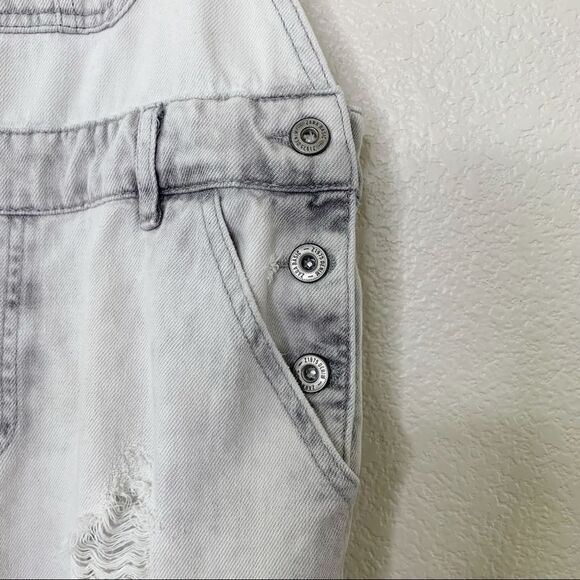 Zara Basic Bleach Distressed Cargo Style Jeans Overalls - Picture 6 of 15